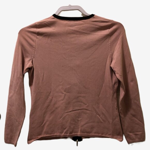 Vintage Petite Sophisticate Pink & Black Silk Blend Zip Cardigan | *Size is 1P - Picture 10 of 13